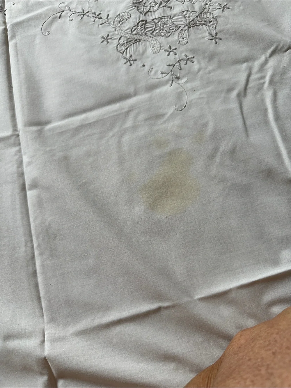 Embroidered Floral Bedding Panel - Cream